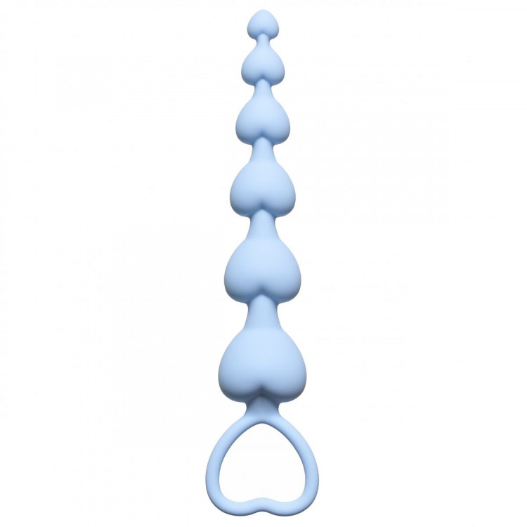 Голубая анальная цепочка Heart s Beads Blue - 18 см. 