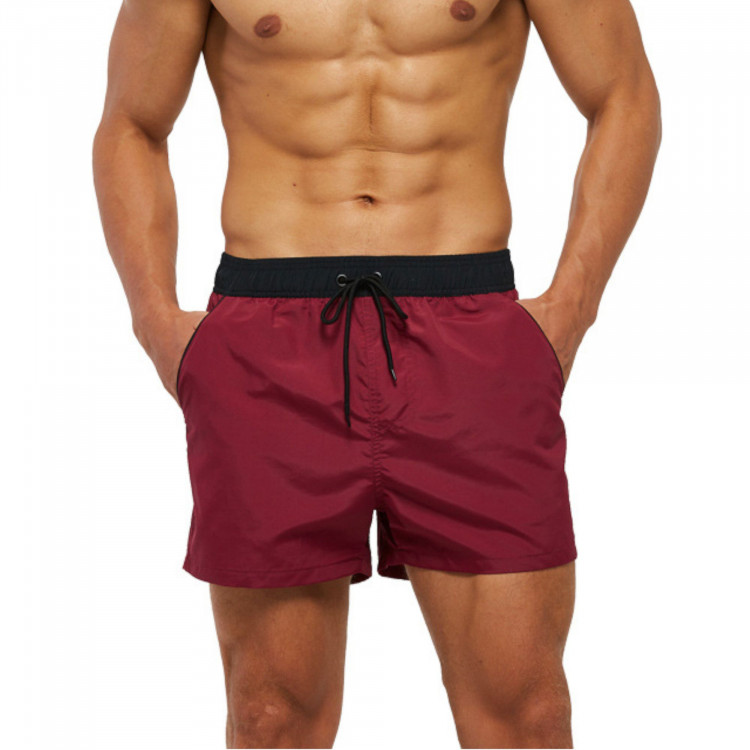 Бордовые пляжные мужские шорты 