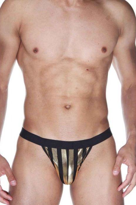 Мужские трусы-тонги в контрастную полоску 