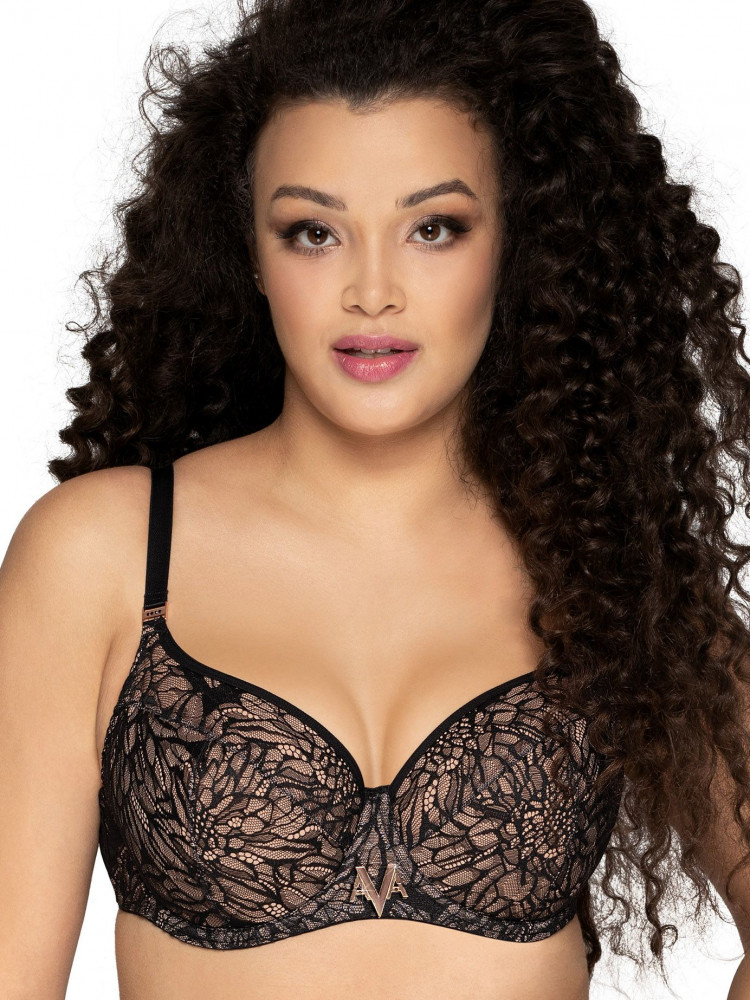 Бюстгальтер-балконет на косточках с цветочным кружевом 