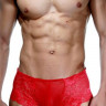 Красные кружевные трусы-хипсы
