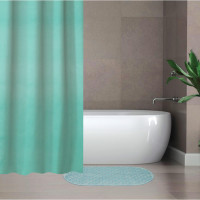 Набор для ванной «Селест» цвета морской волны: штора и коврик