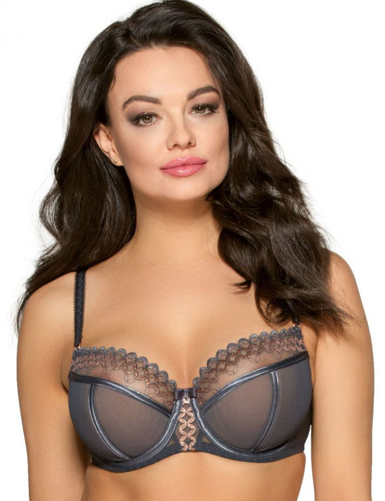 Бюстгальтер с вышивкой люрексом на чашках 