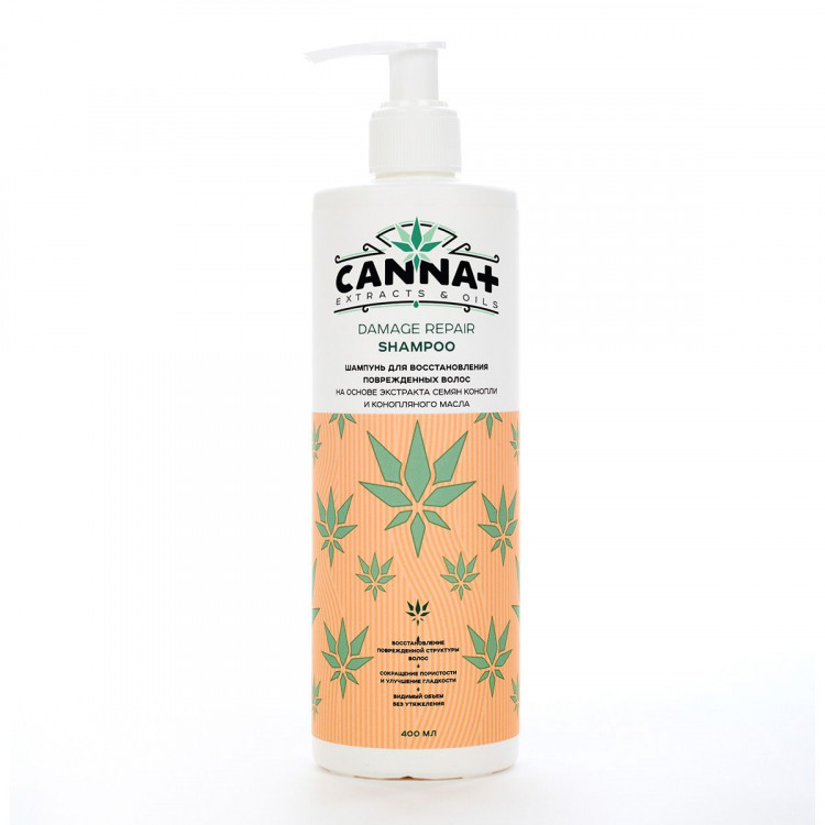 Шампунь для поврежденных волос с кератином CANNA+ Damage Repair Shampoo - 400 мл. 