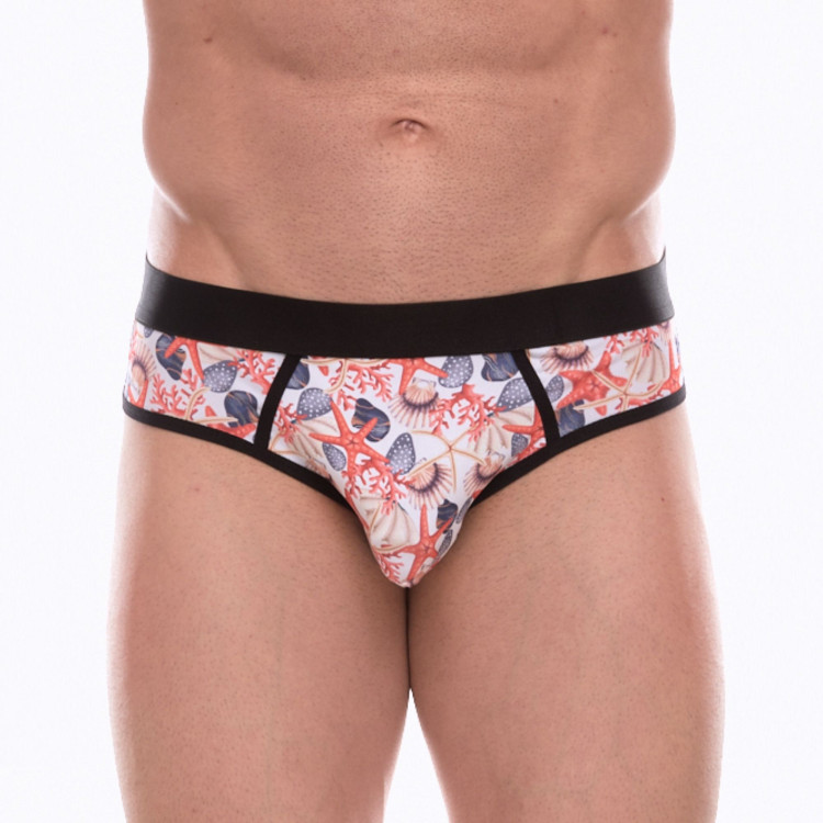 Белые трусы-джоки с принтом в виде цветных ракушек 